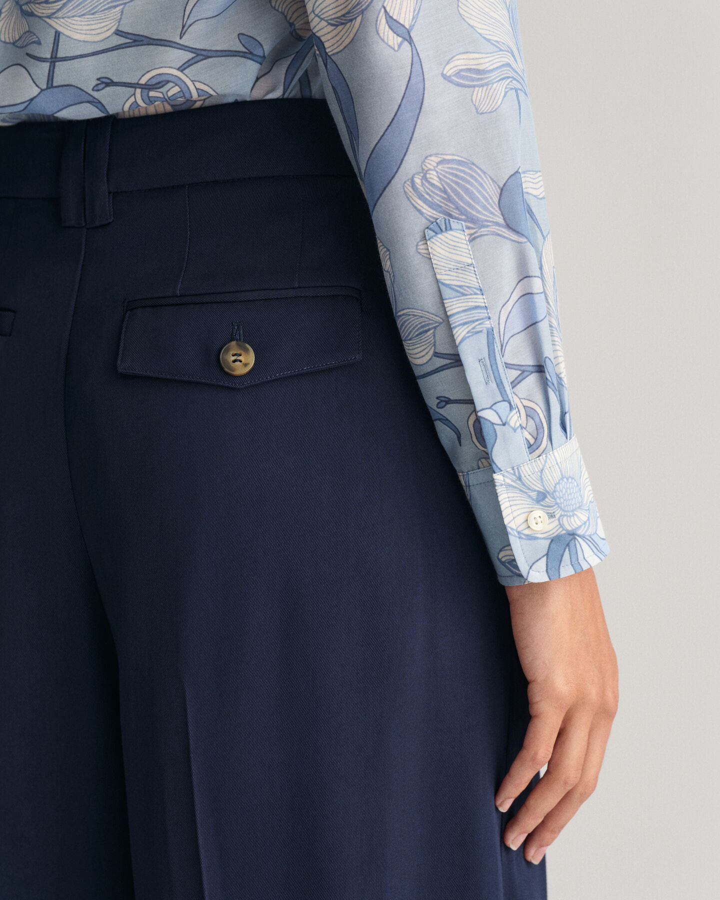 Camisa em seda e algodão Magnolia Print regular fit