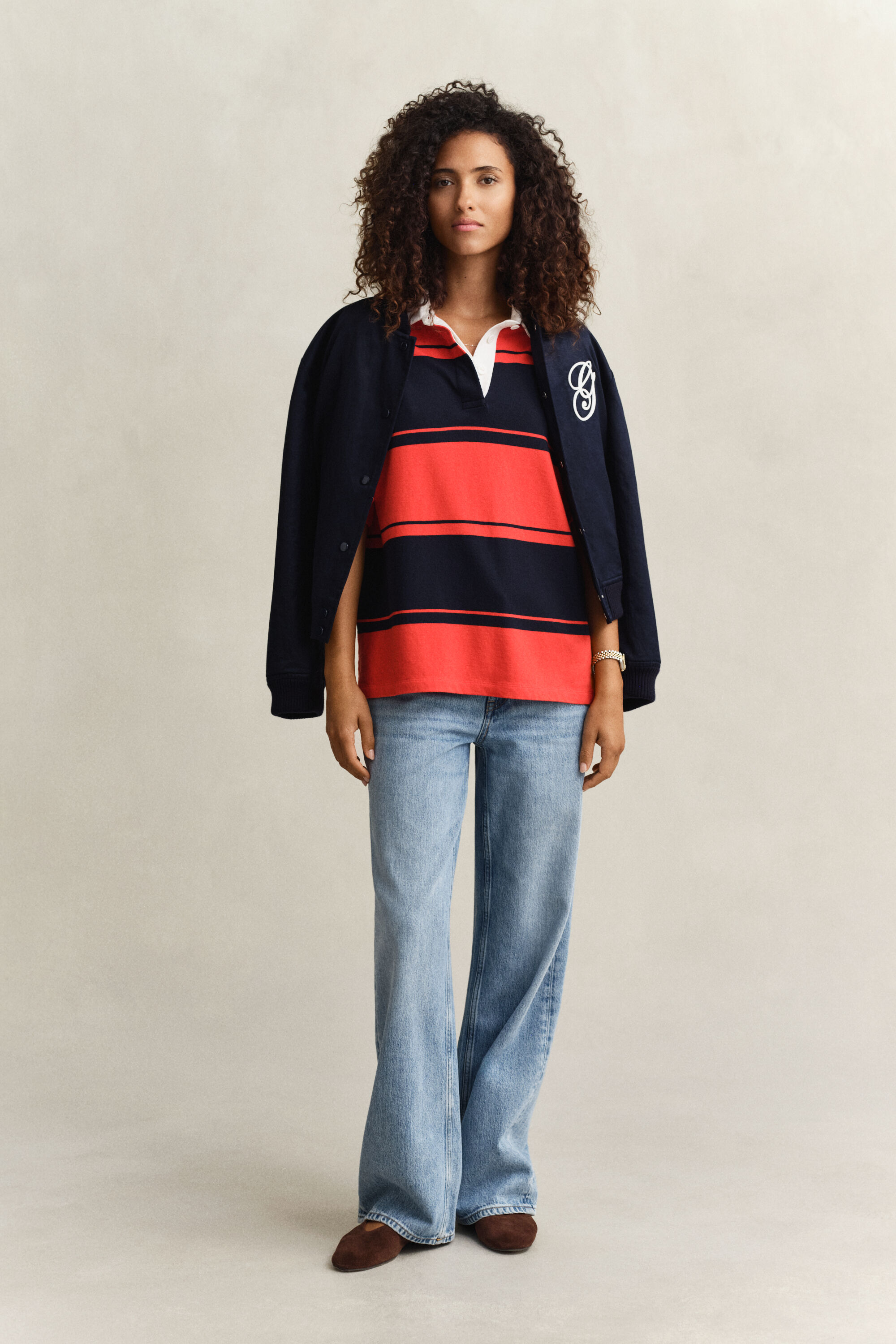 Heavy Rugger de manga curta às riscas largas