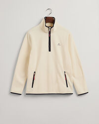 Pulover com meio fecho em lã cardada leve