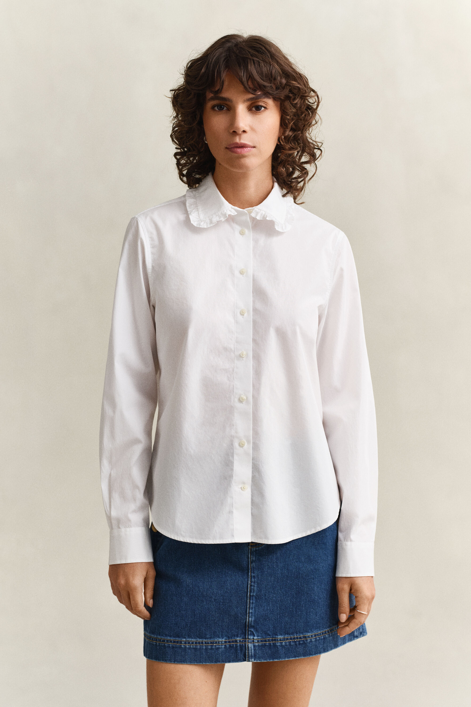 Camisa em algodão com folhos