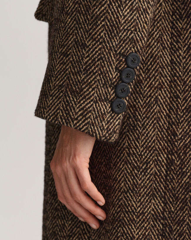 Sobretudo com padrão espinha de peixe