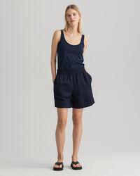 Calções pull-on em linho e viscose