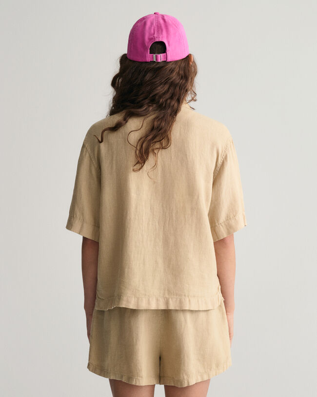 Camisa de linho com manga curta Boxy Teen Girls