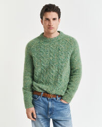 Camisola de malha entrançada com decote redondo