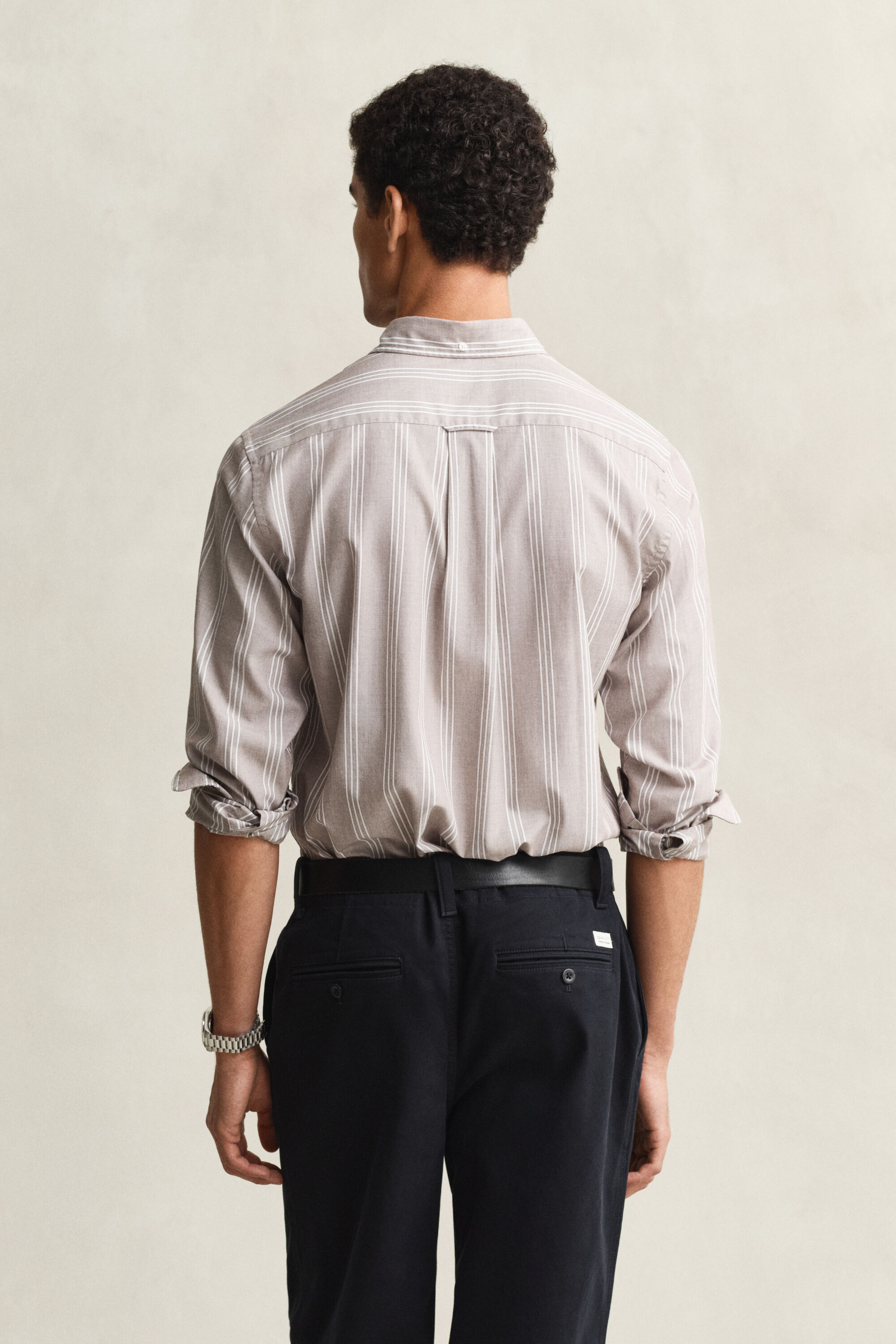 Camisa em popelina às riscas Fil-à-Fil regular fit