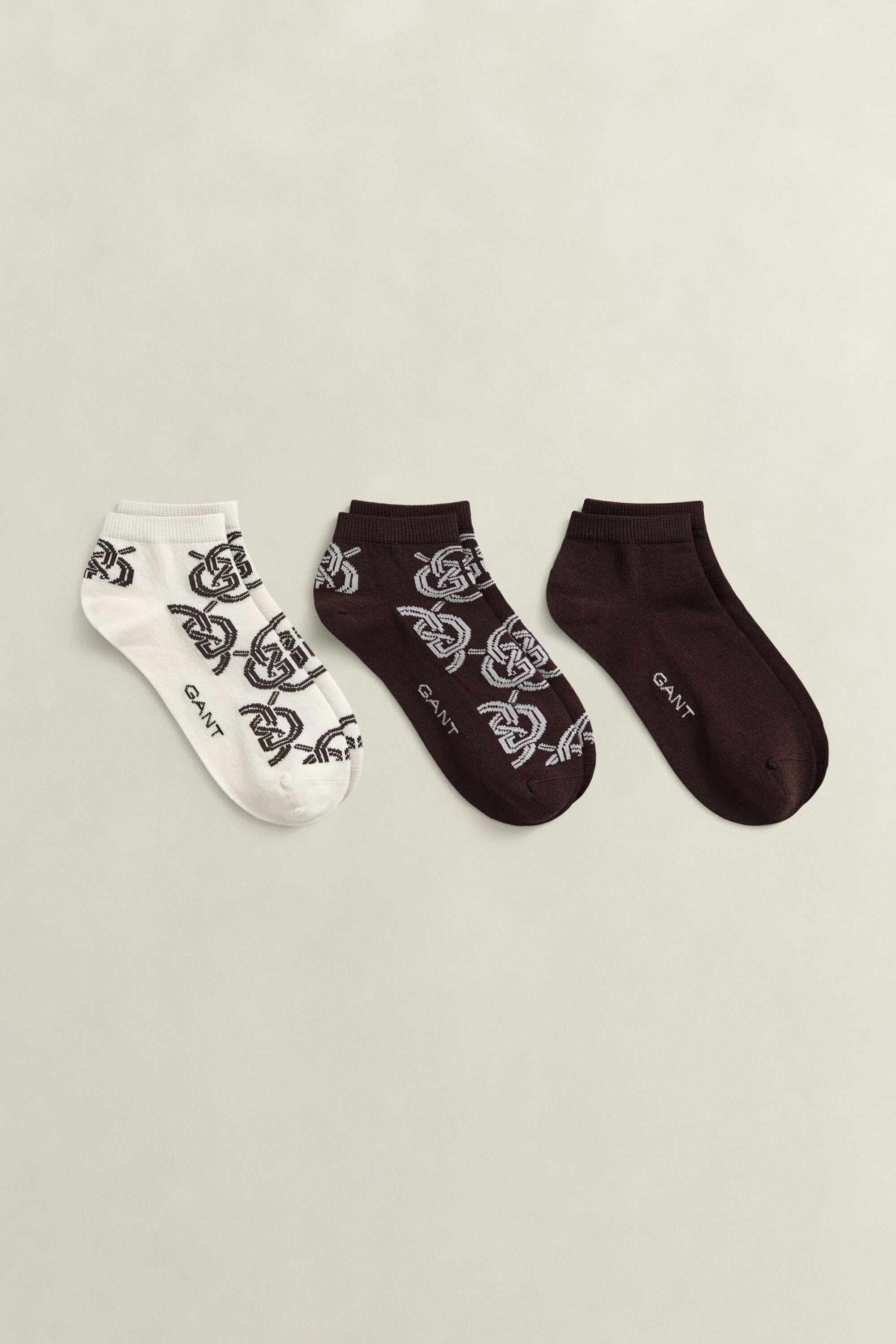 Pack de três pares de meias pelo tornozelo Monogram