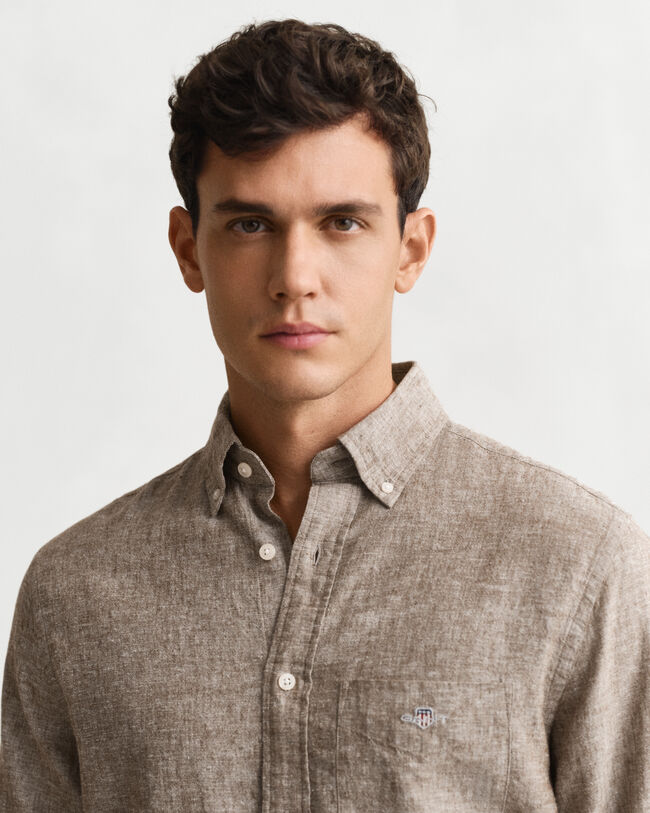 Camisa de linho e algodão regular fit