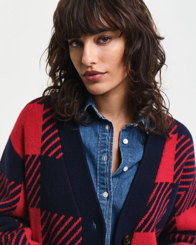 Casaco de malha com decote em V Buffalo Checked