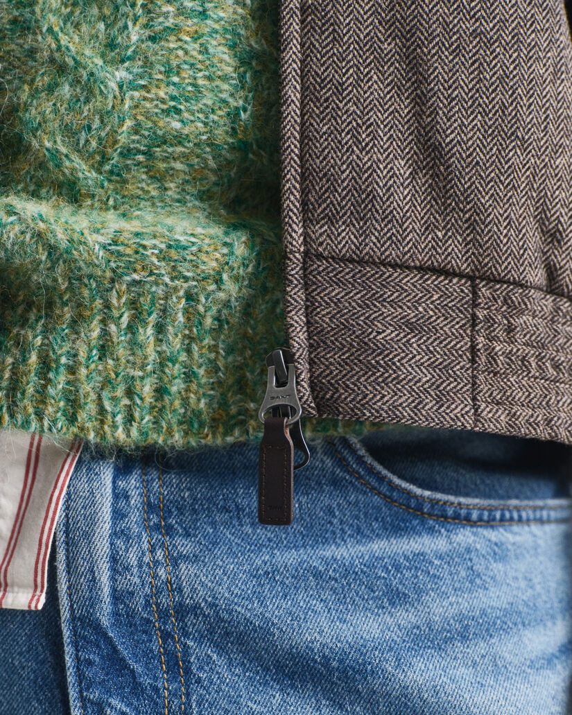 Casaco Harrington em mistura de lã