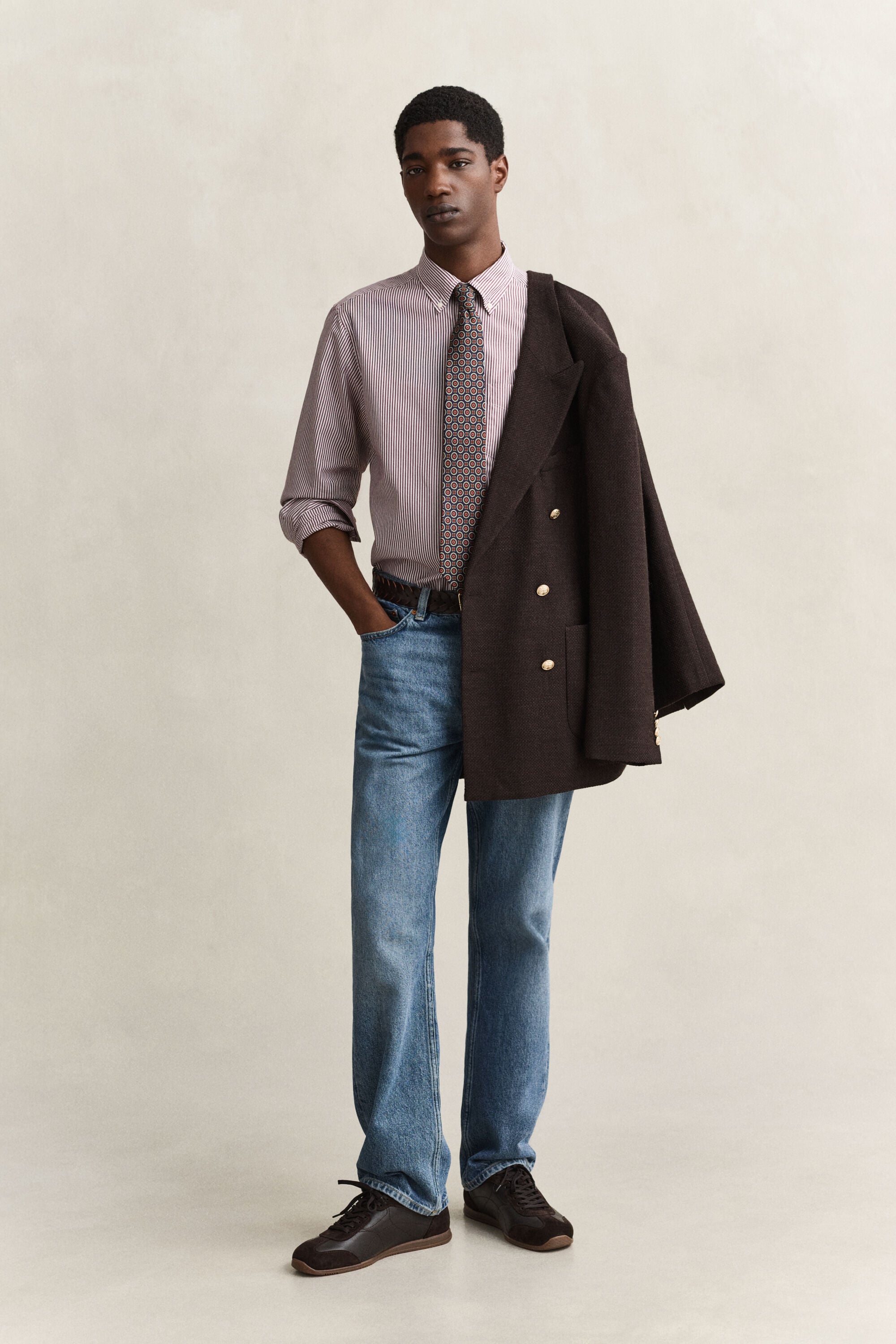Camisa em popelina às riscas Classic regular fit