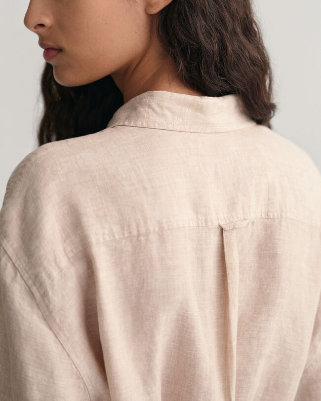 Vestido-camisa de manga curta em linho