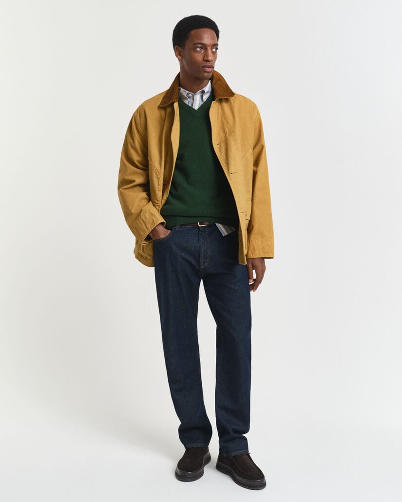 Pullover com decote em V em lã extrafina