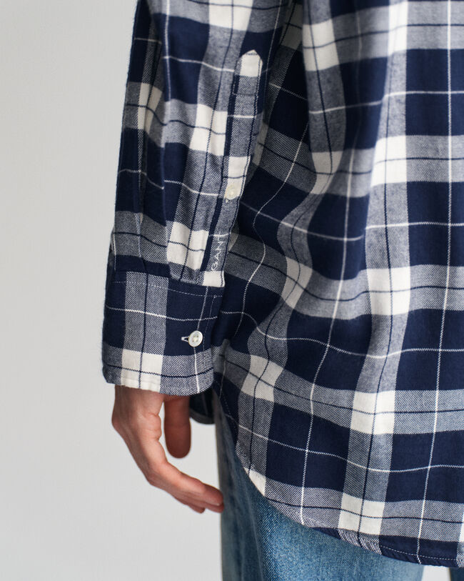 Camisa de flanela com padrão axadrezado oversized