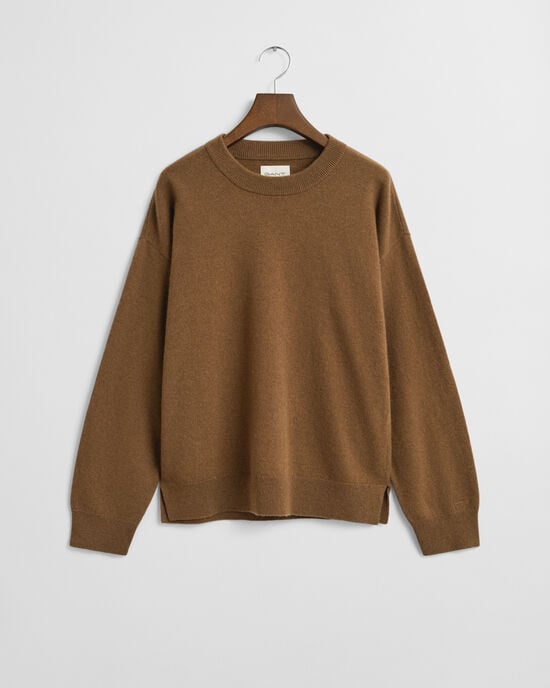 Camisola de malha com decote redondo em lã extrafina