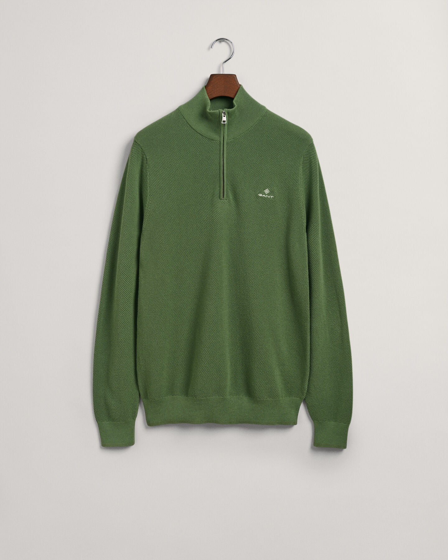 Sweatshirt com meio fecho de correr em algod&atilde;o piqu&eacute;