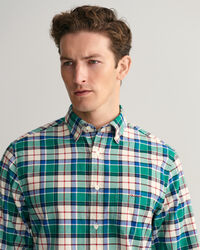Camisa Oxford com padr&atilde;o de xadrez corte normal