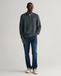 Sweatshirt com meio fecho em algod&atilde;o Textured