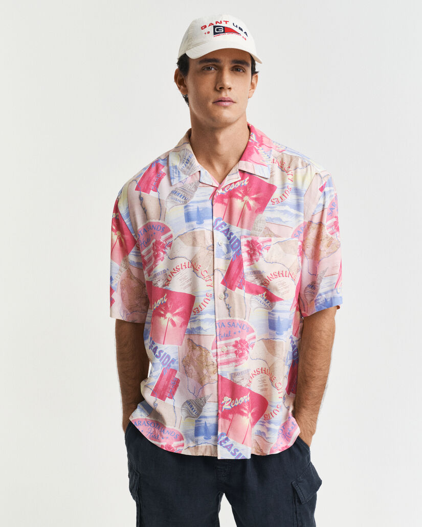 Camisa de manga curta com estampado Resort relaxed fit