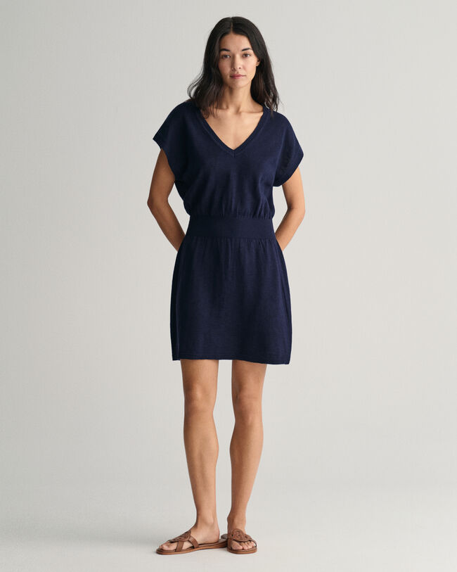 Vestido em mistura de linho