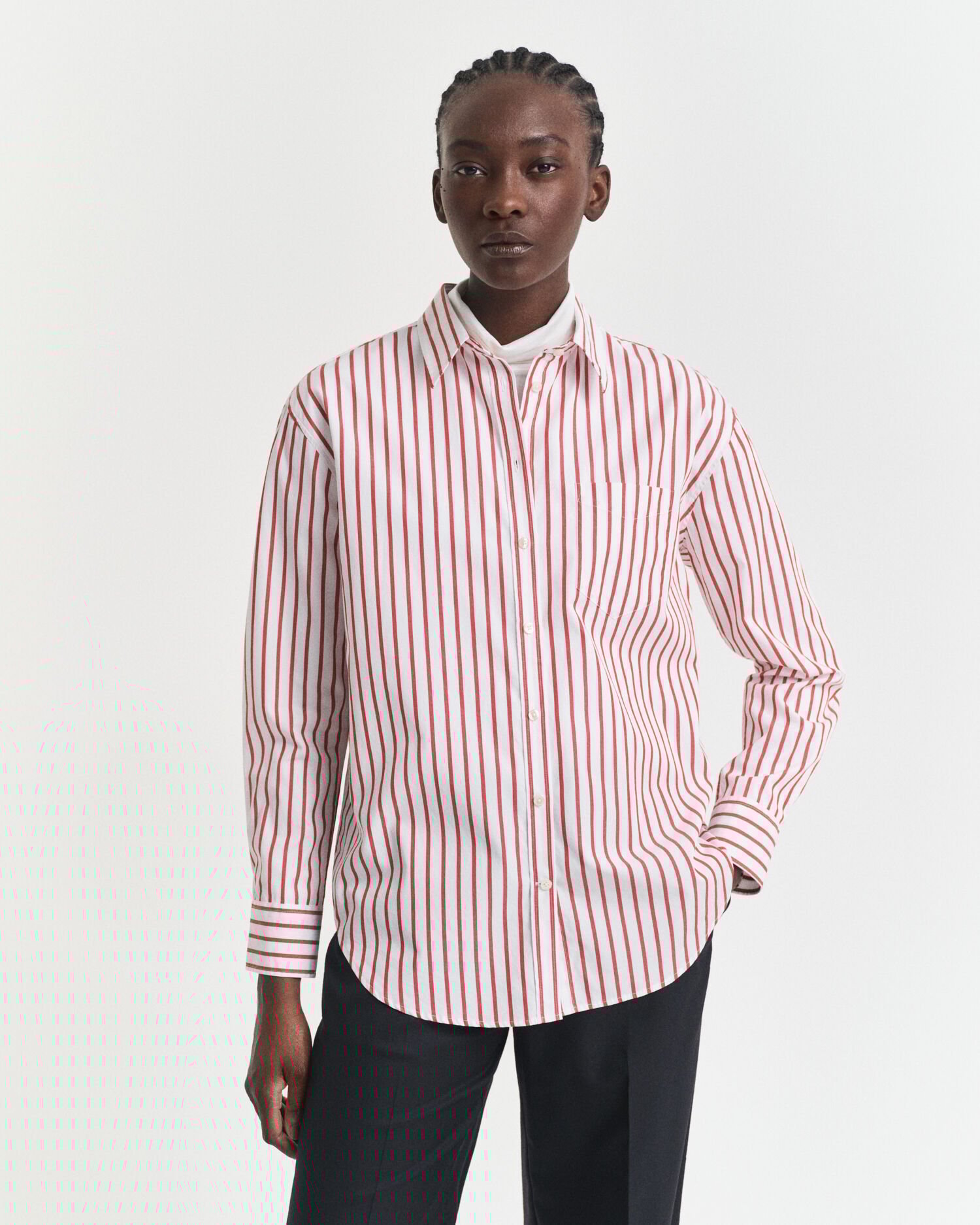 Camisa em popelina às riscas Classic relaxed fit