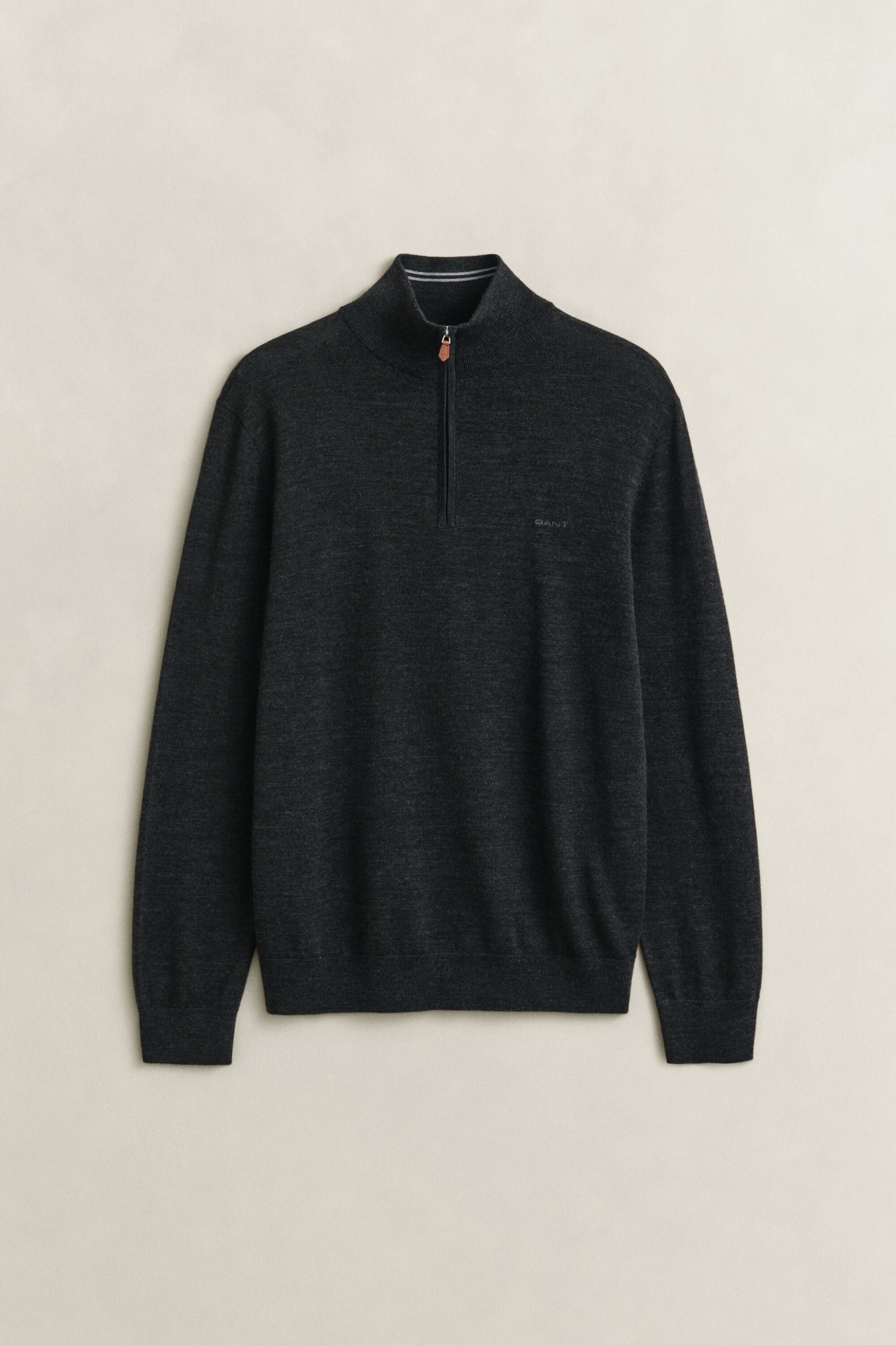Camisola de malha com meio fecho de correr em lã de merino