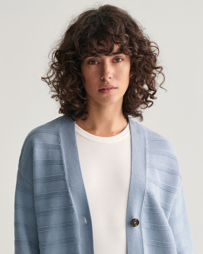 Casaco de malha em algodão às riscas Tonal