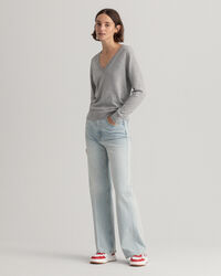 Sweatshirt com decote em V em algodão leve