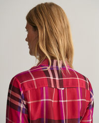 Camisa em padrão xadrez seda de algodão regular fit