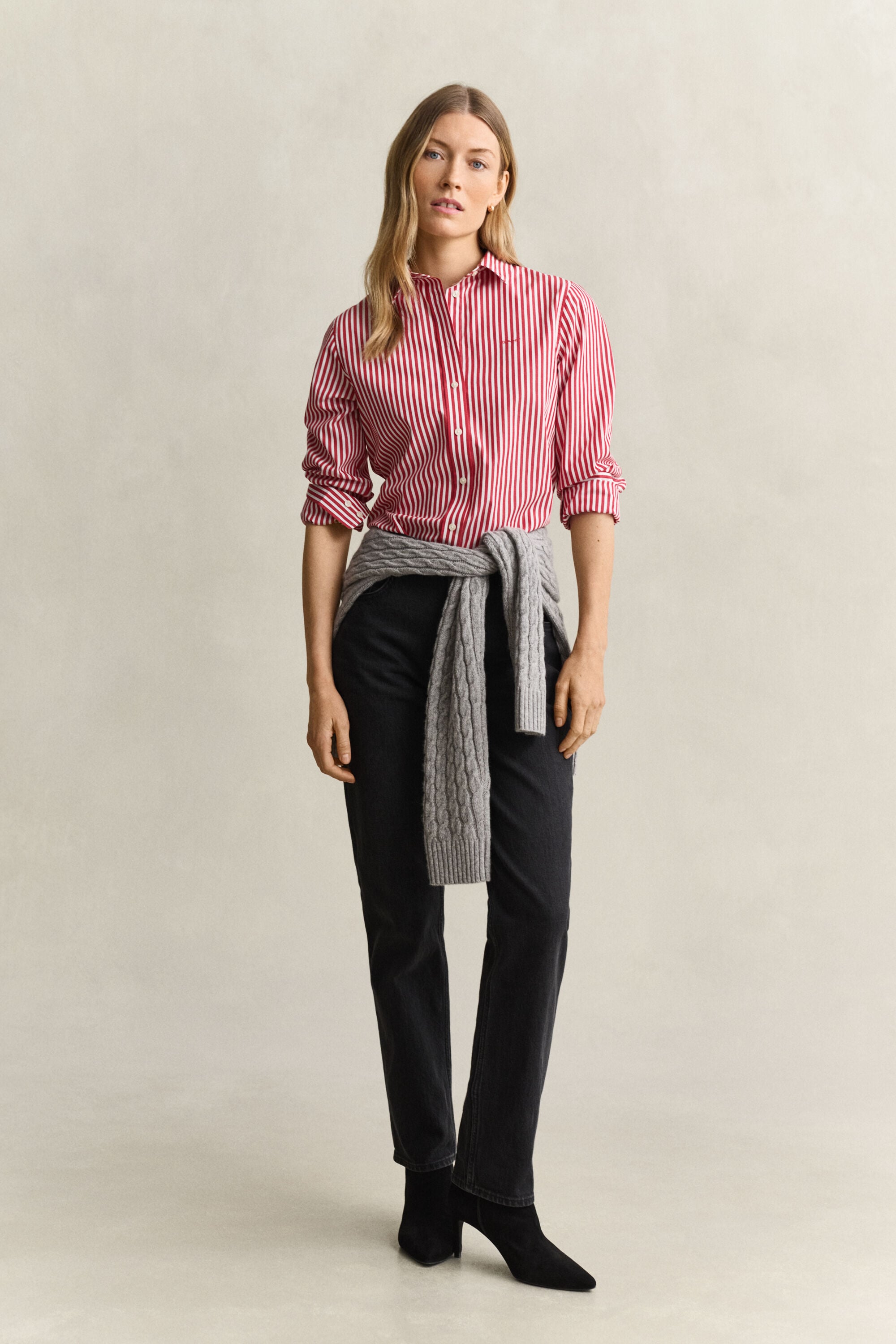Camisa em popelina às riscas Classic regular fit