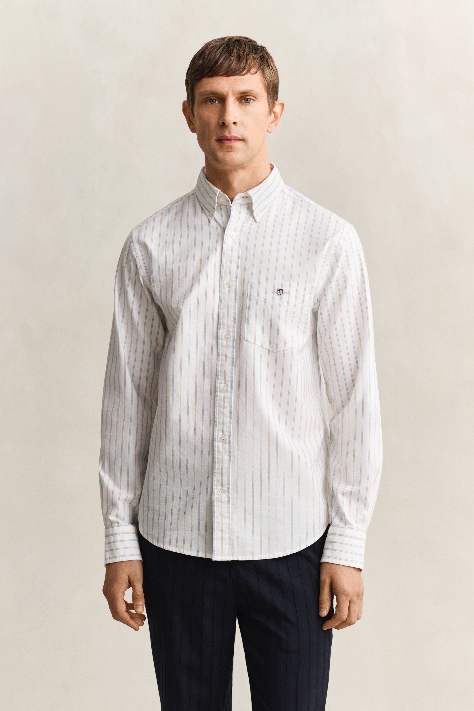 Camisa Oxford às riscas Classic