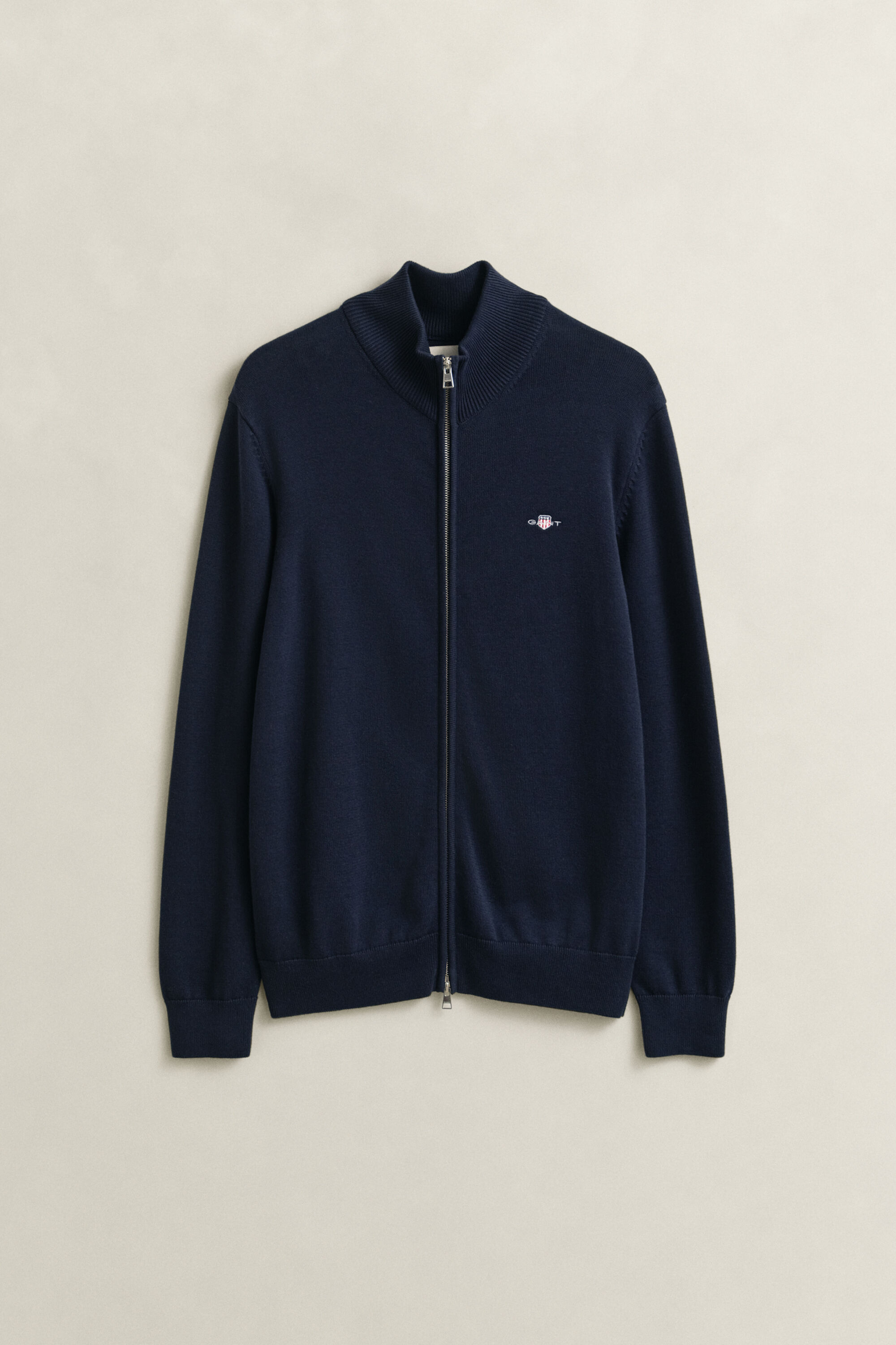 Casaco de malha com fecho de correr Casual Cotton