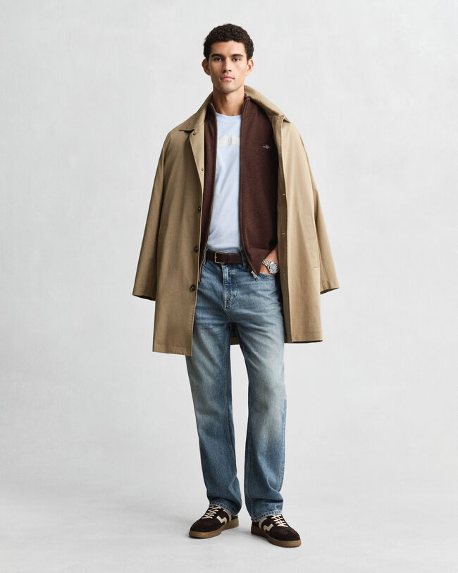 Casaco de malha com fecho de correr Casual Cotton