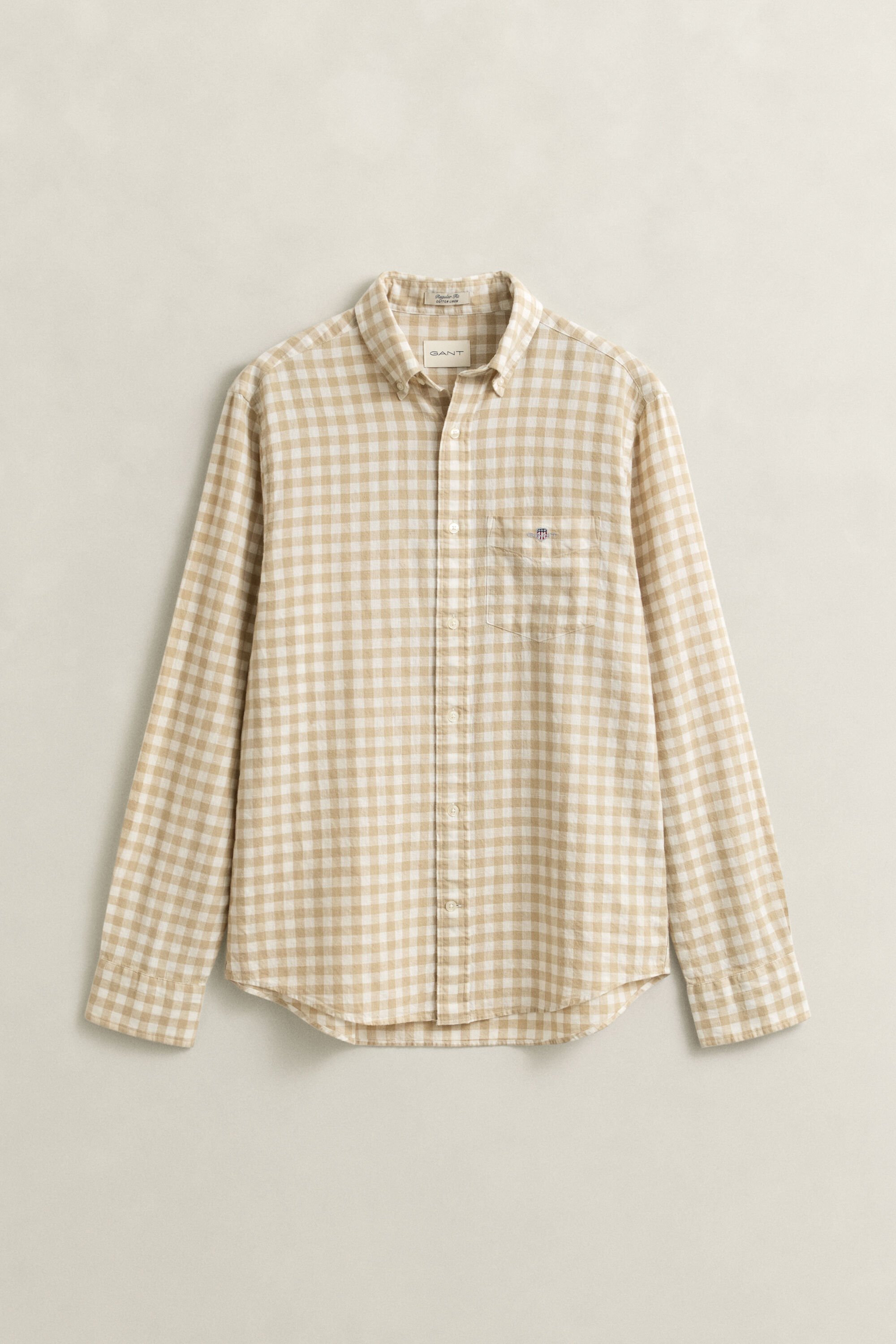 Camisa em mistura de linho Gingham