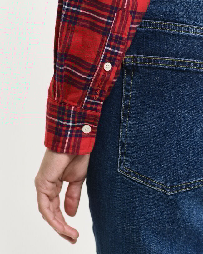 Camisa de flanela com padrão de xadrez regular fit