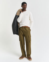 Camisola de malha com decote redondo em lã extrafina