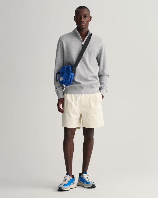 Sweatshirt com meio fecho Waffle Texture