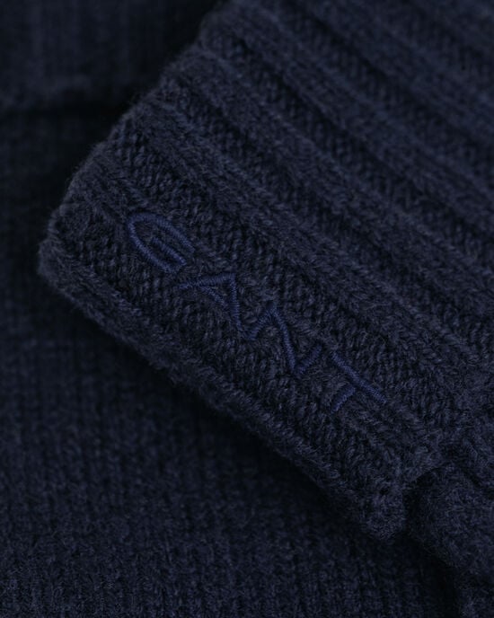 Luvas em malha entrançada de lã