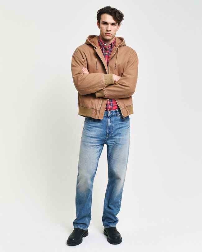 Casaco em lona com capuz