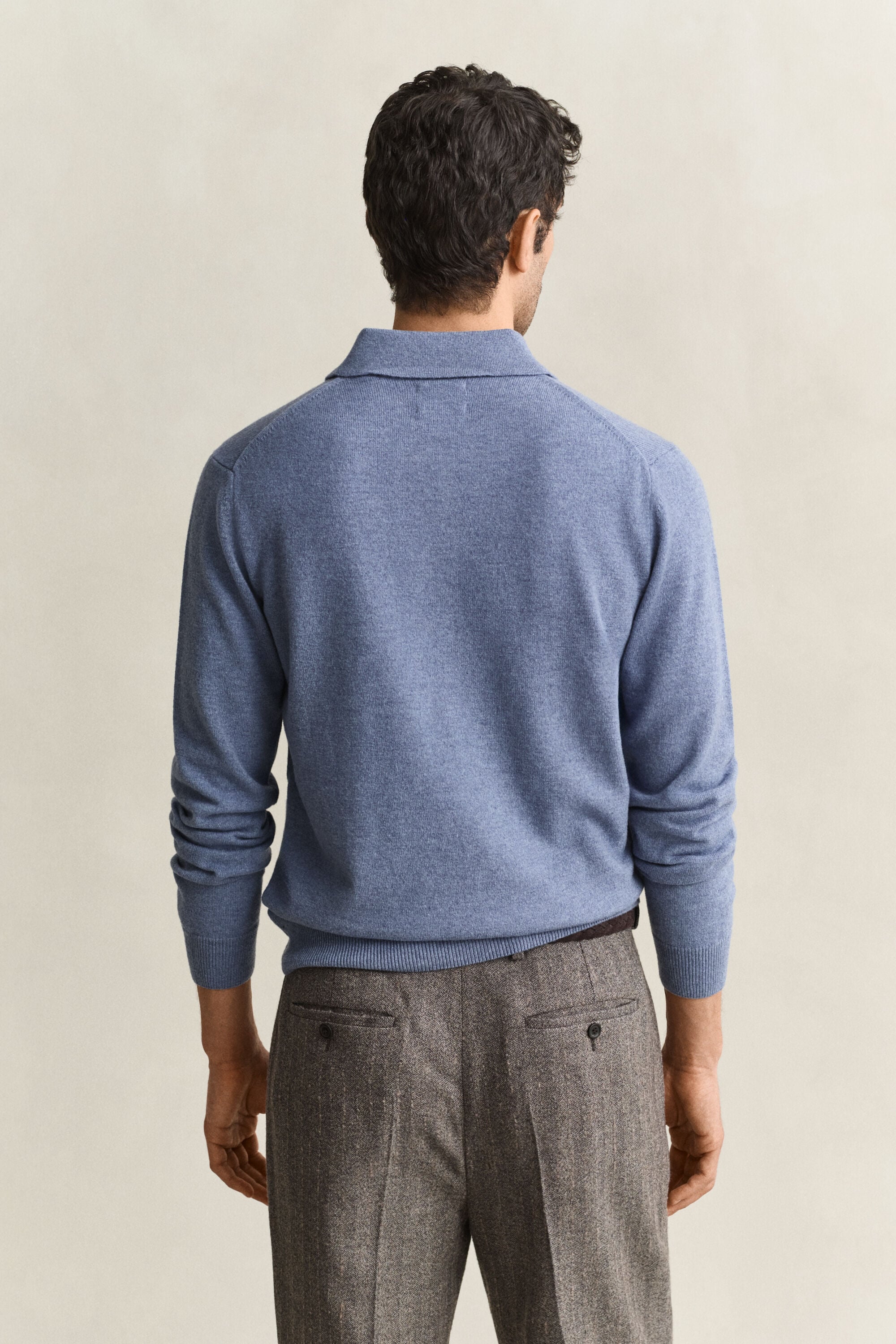 Camisola de malha tipo polo em lã extrafina
