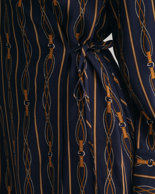 Vestido de trespasse às riscas Rope regular fit