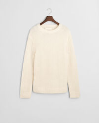 Camisola de malha com decote redondo em mistura de lã de alpaca canelada