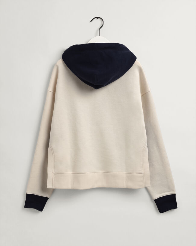 Sweatshirt com capuz e bloco de cor