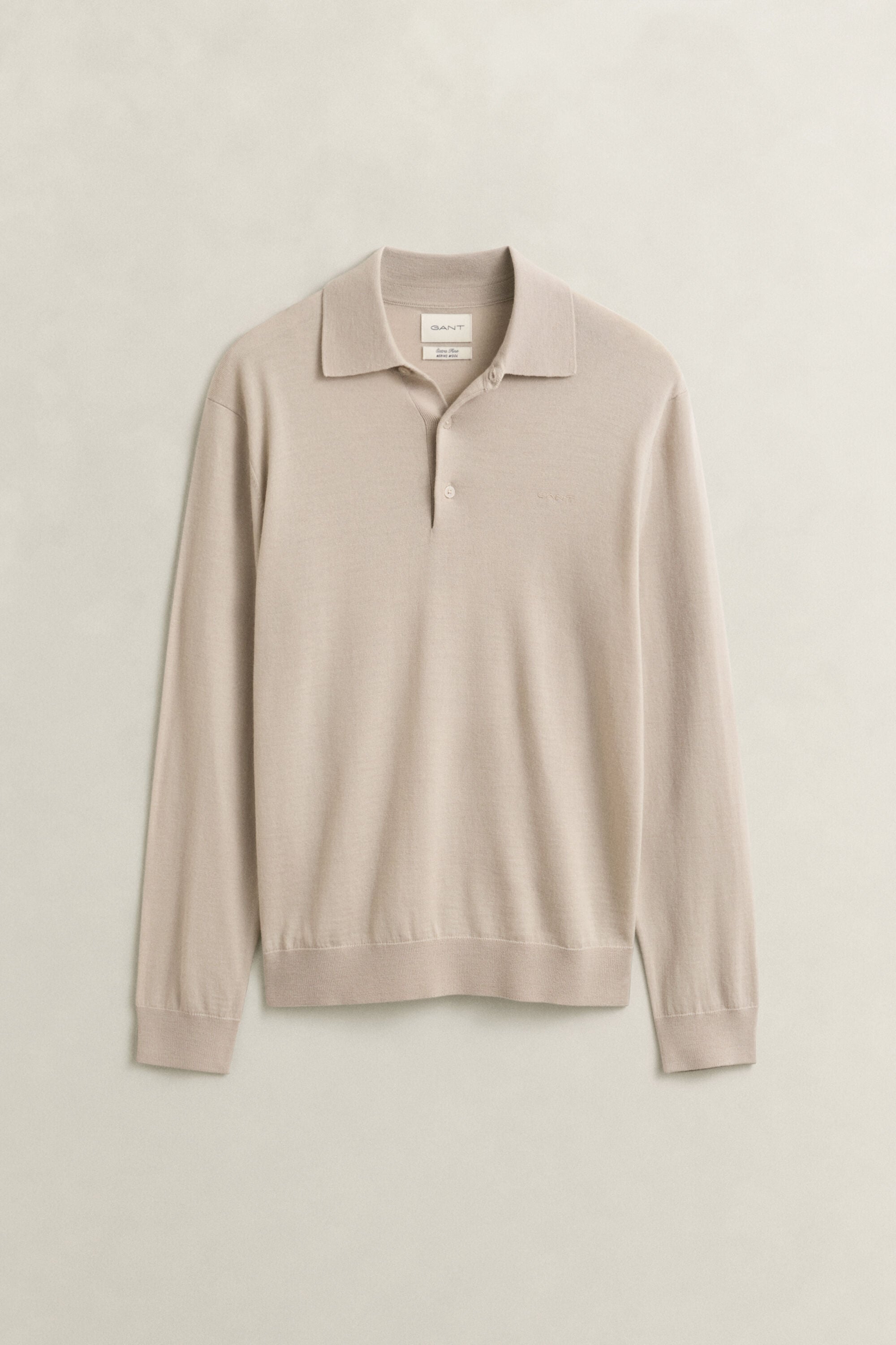 Camisola de malha estilo polo em lã de merino extrafina