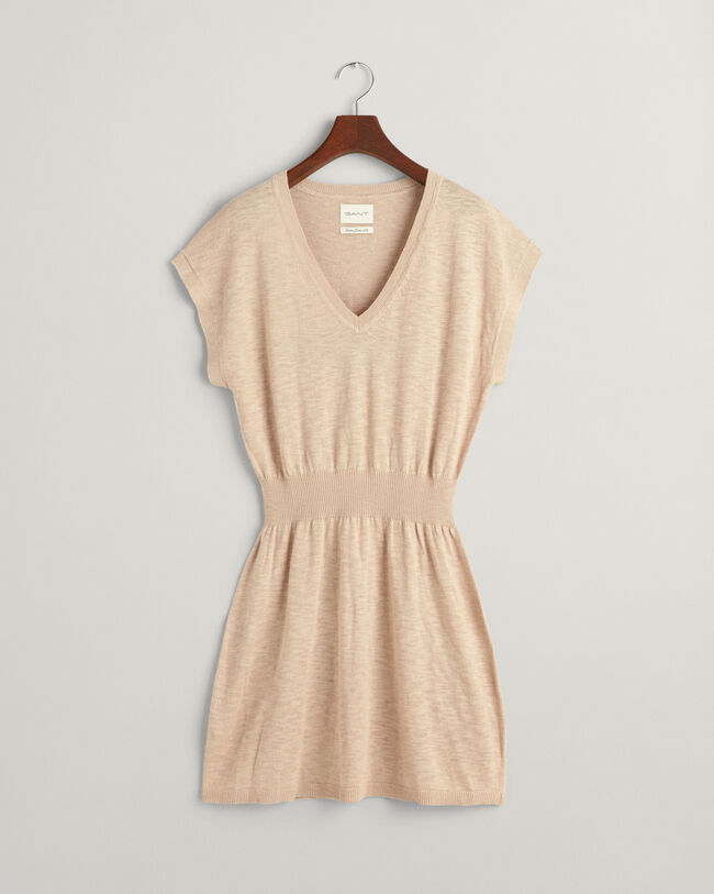 Vestido em mistura de linho