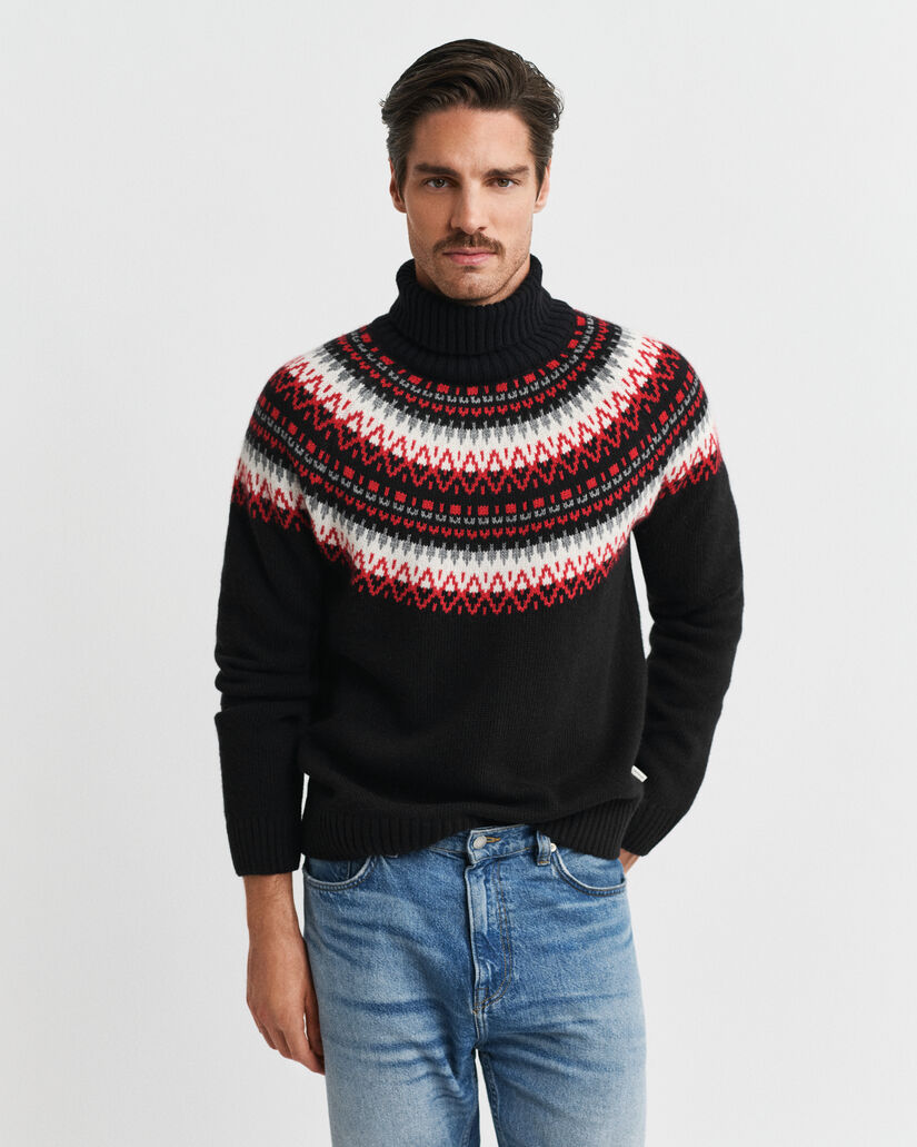 Camisola de gola alta com padrão Fair Isle