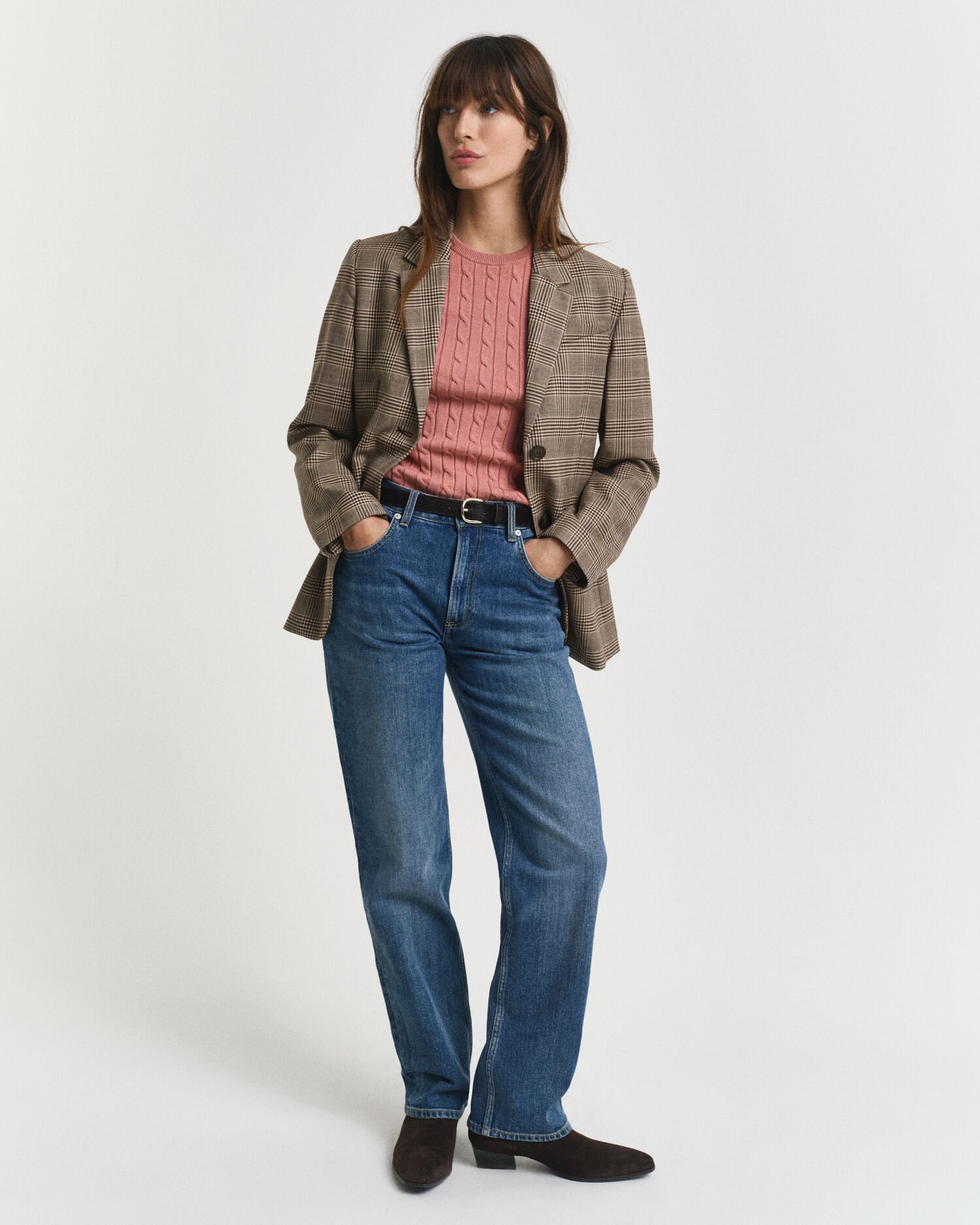 Camisola de manga curta em malha entrançada