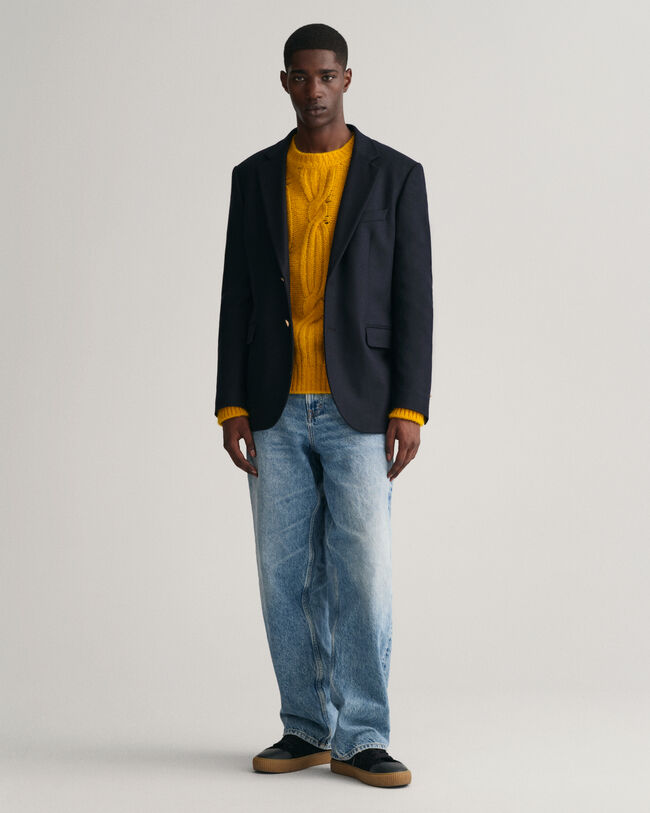 Pulover em malha entrançada com decote redondo Furry