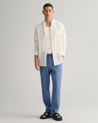 Calças de linho com cordão relaxed fit