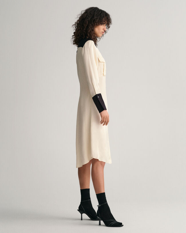 Vestido-camisa com bloco de cor