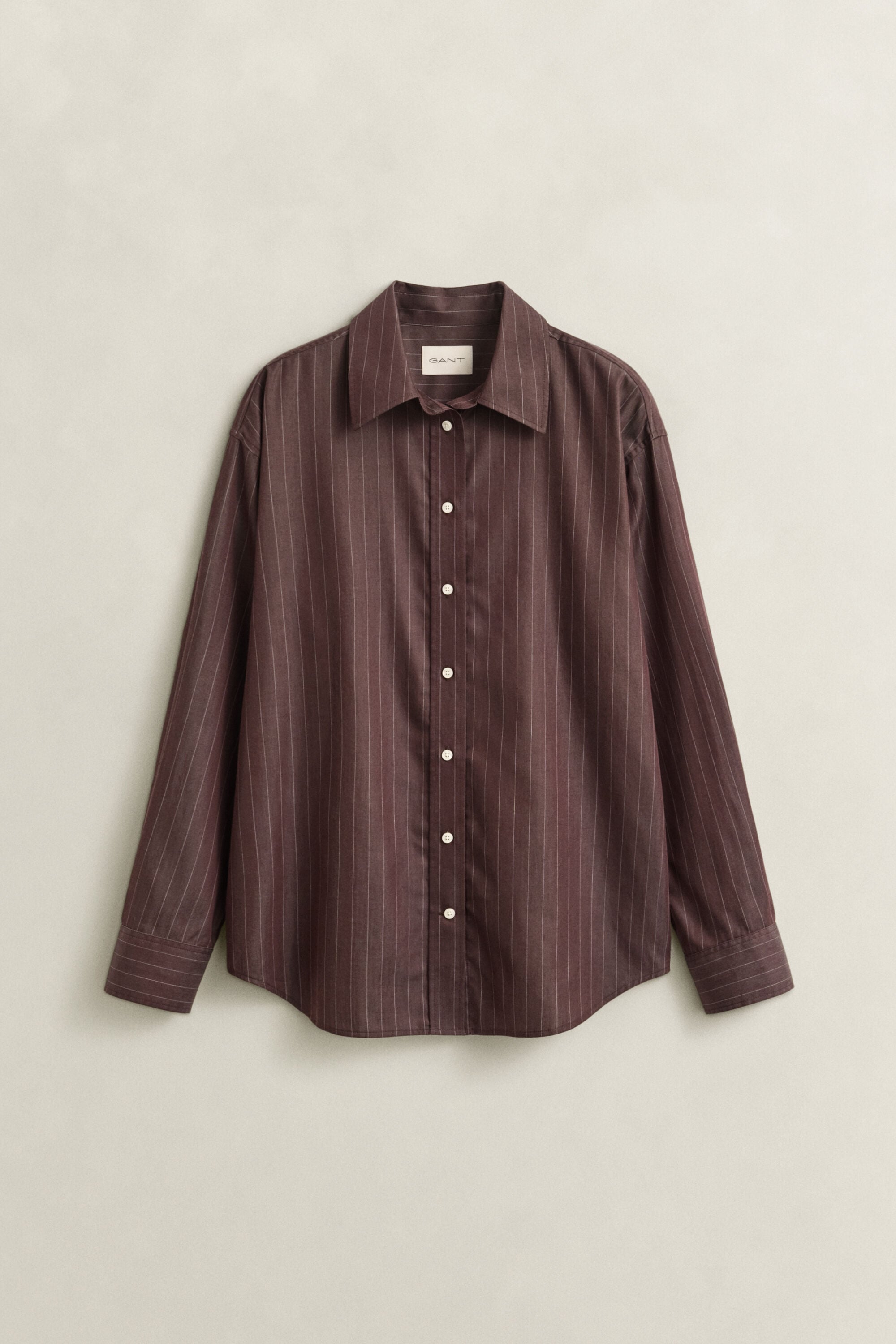 Camisa em popelina às riscas relaxed fit